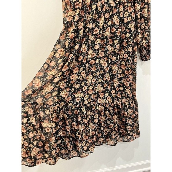By The River Womens Dress Mock Neck‎ Floral Midi Sz M Peasant Cottagecore New - Picture 4 of 11